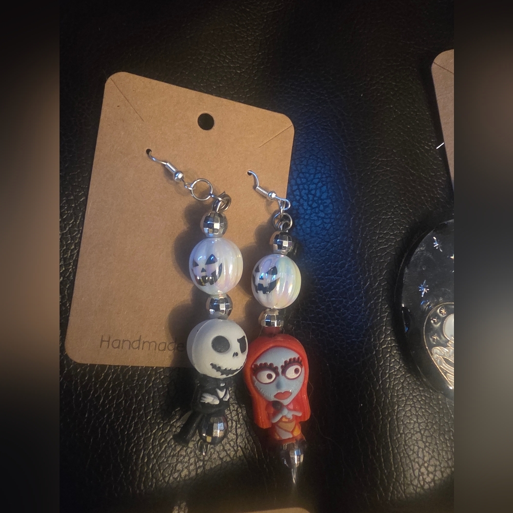 Nightmare Before Christmas HALLOWEEN Earrings Of Jack & Sally- Stainless Steel